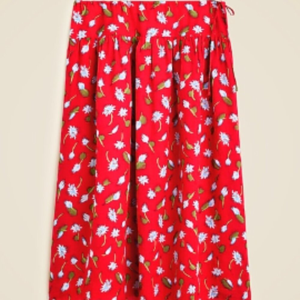 NWT J. Crew Floral Side-Tie Skirt in Ramie, Size L